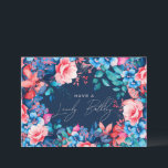 Happy Birthday Garden Floral Navy Blue Blush Card<br><div class="desc">A modern and beautiful birthday card featuring a romantic garden floral design. Perfect for any age birthday.</div>