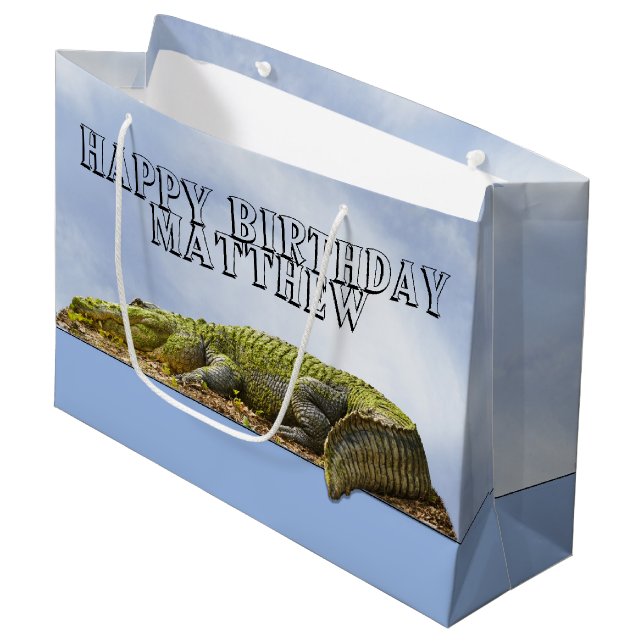 Happy Birthday Gator Panoramic View  OOB Photo Large Gift Bag (Front Angled)
