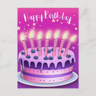 Happy Birthday Geburtstagskarte mit Kerzen Karte Postcard