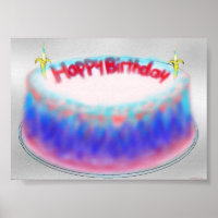 Happy birthday gelatin mountain cake print