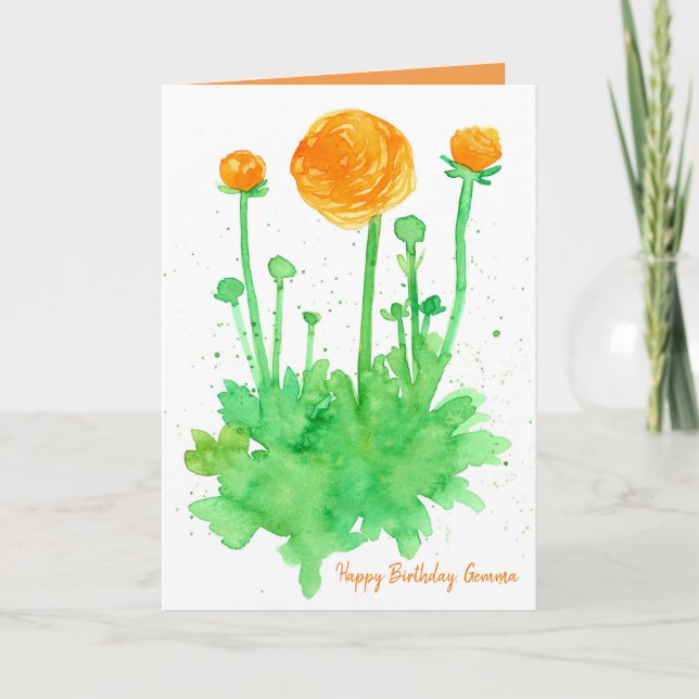 Happy Birthday Gemma Flowers Personalized Name Card (Front)