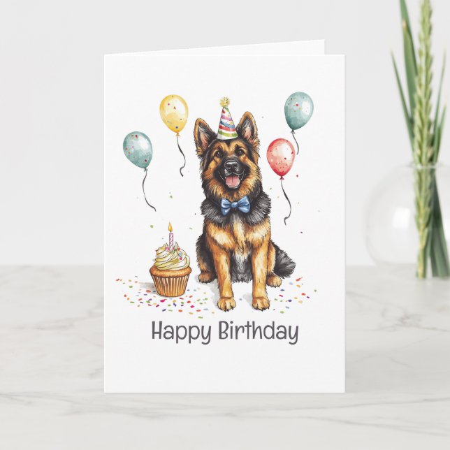 Happy Birthday German Shepherd Dog Card (Front)