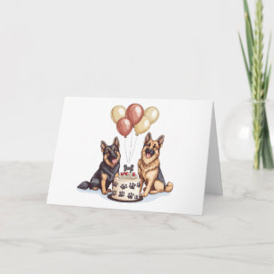 Happy Birthday German Shepherd Dogs Birthday Cake Card