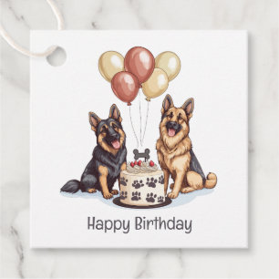 Happy Birthday German Shepherd Dogs Birthday Cake Favour Tags