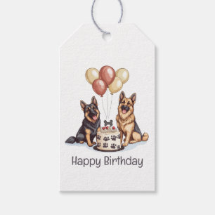 Happy Birthday German Shepherd Dogs Birthday Cake Gift Tags