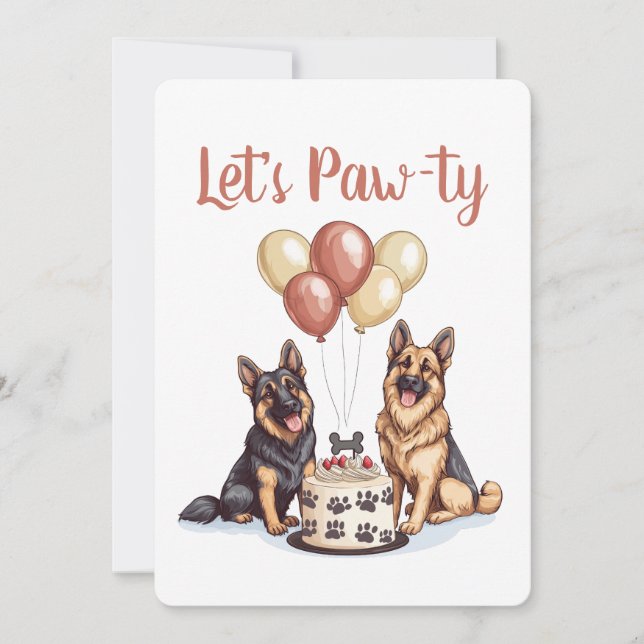 Happy Birthday German Shepherd Dogs Birthday Cake Invitation (Front)