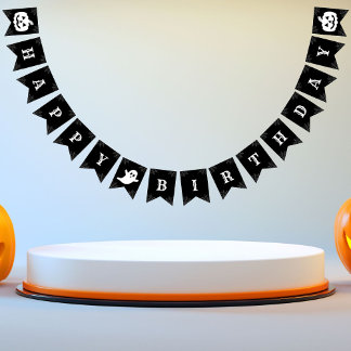 Happy Birthday Ghost-Pumpkin Halloween Bunting Flags