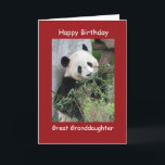 Happy Birthday Giant Panda Great Granddaughter Card<br><div class="desc">This colourful card is part of our "panda" collection, which also includes gift items with photos of giant pandas, such as kindle covers, iPad cases, phone cases, small jewellery boxes, wrapping paper ... This sample says "Great Granddaughter", but you can customize the card and the matching products, to make them...</div>