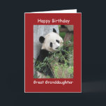 Happy Birthday Giant Panda Great Granddaughter Card<br><div class="desc">This colourful card is part of our "panda" collection, which also includes gift items with photos of giant pandas, such as kindle covers, iPad cases, phone cases, small jewellery boxes, wrapping paper ... This sample says "Great Granddaughter", but you can customize the card and the matching products, to make them...</div>