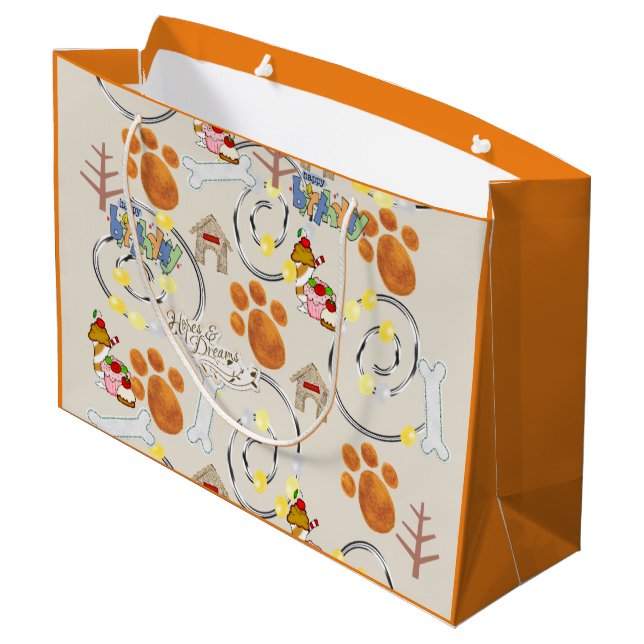 Happy Birthday Gift Bag Lets go get a Dog (Back Angled)