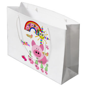 Happy Birthday Gift Bag Pink Pig