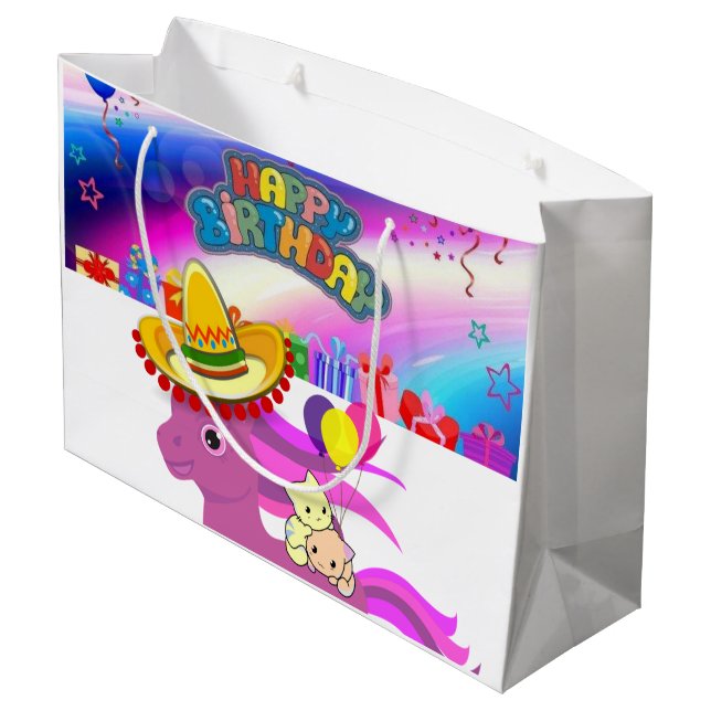 Happy Birthday Gift Bag Pony Kittens (Back Angled)