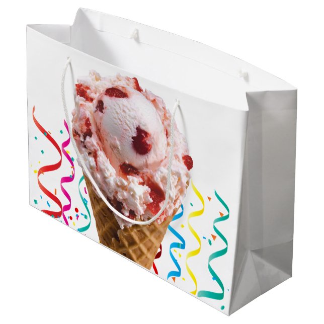 Happy Birthday Gift Bag Strawberry Ice Cream (Back Angled)