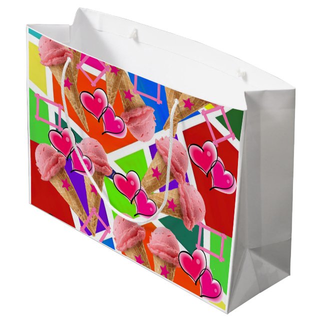 Happy Birthday Gift Bag Strawberry Ice Cream (Back Angled)
