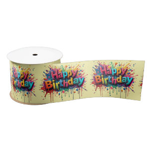 Happy Birthday Gift Bow Satin Ribbon