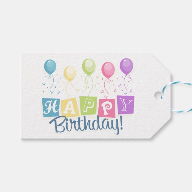 Happy Birthday Gift Tag (Front (Horizontal))