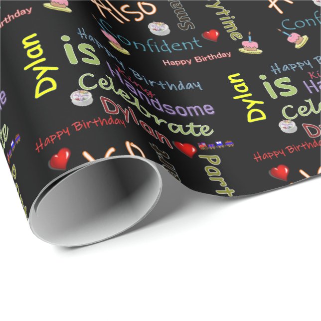 Happy Birthday Gift Wrapping Paper Dylan (Roll Corner)