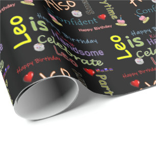 Happy Birthday Gift Wrapping Paper Leo