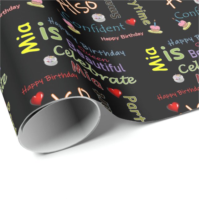 Happy Birthday Gift Wrapping Paper Mia (Roll Corner)