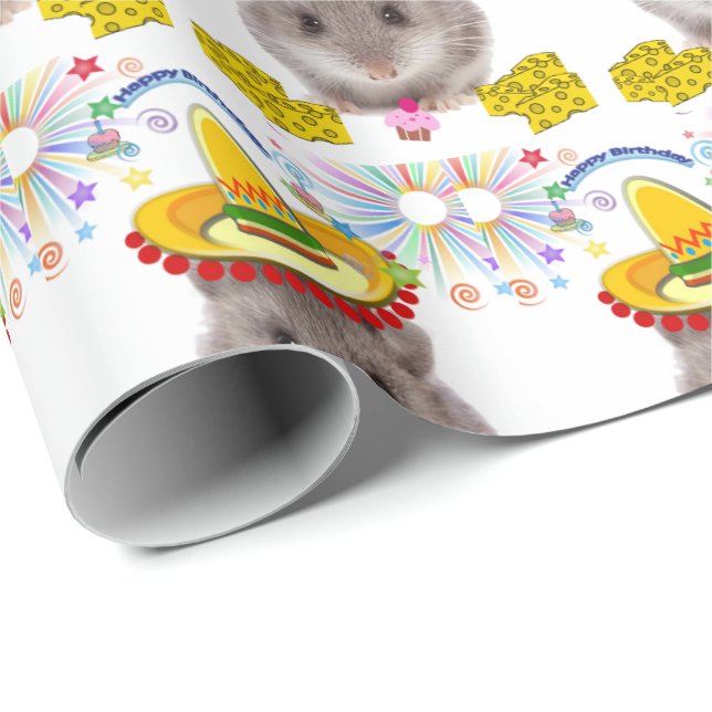Happy Birthday Gift Wrapping Paper Mice (Roll Corner)