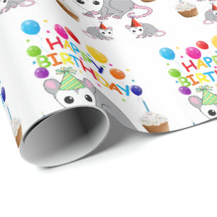 Happy Birthday Gift Wrapping Paper Possum