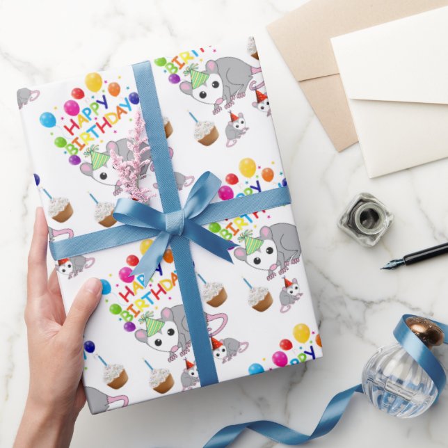 Happy Birthday Gift Wrapping Paper Possum (Gifting)