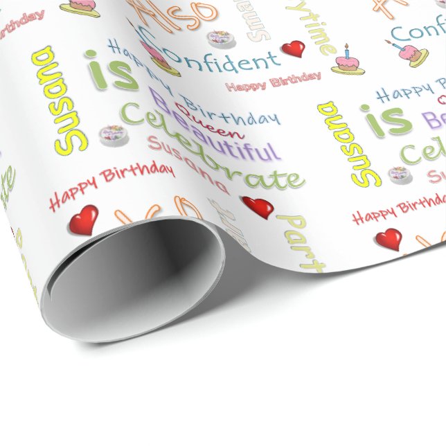 Happy Birthday Gift Wrapping Paper Susana (Roll Corner)