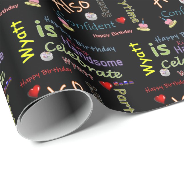 Happy Birthday Gift Wrapping Paper Wyatt (Roll Corner)