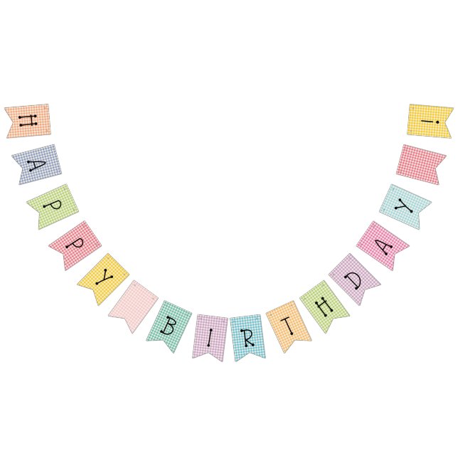 Happy Birthday Gingham Rainbow Bunting Flags (All)
