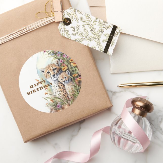 Happy Birthday Giraffe Classic Round Sticker (Gifting)