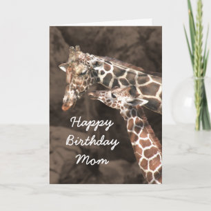 Happy Birthday Giraffe Mom and Baby Customize Card