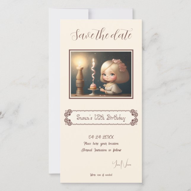 Happy Birthday Girl 01 Save The Date (Front)
