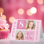 Happy Birthday Girl Cute Custom Pink Kids Card<br><div class="desc">Cool 2 photo square happy birthday card for a little girl or toddler. Celebrate your child's birthday with cute photographs of them on this add your own photograph postcard with adorable pretty pink squares. Add their name and age.</div>