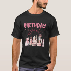 Happy Birthday Girl Cute Pink Bow Spa Makeup Styli T-Shirt