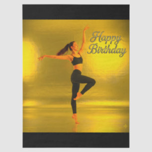 HAPPY BIRTHDAY GIRL DANCING GOLDEN GLOW TISSUE PAPER