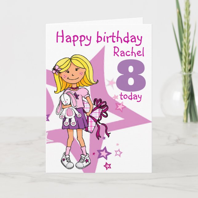 Happy Birthday Girl personalise age card (Front)