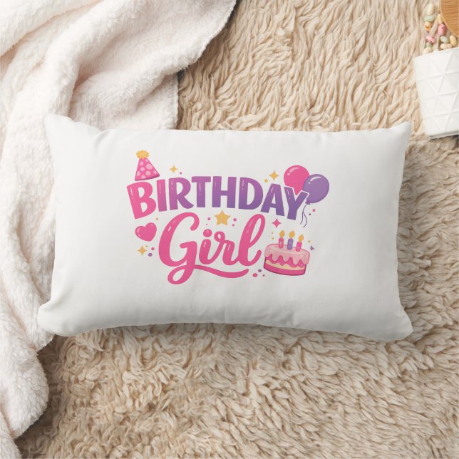 Happy Birthday Girl Pillow Cute Party  (Blanket)