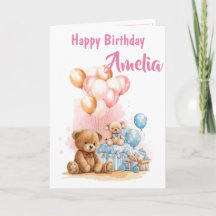 Happy Birthday Girl Watercolor Toys Card