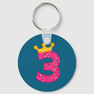 Happy birthday girls 3rd party 3 years old bday  keychain