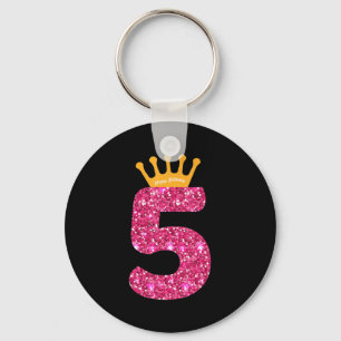 Happy Birthday , Girls 5th Party 5 Years Old Bday Keychain