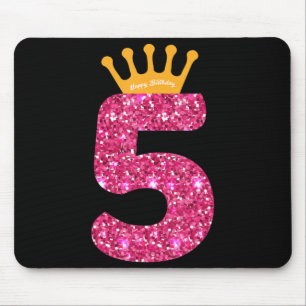 Happy Birthday , Girls 5th Party 5 Years Old Bday Mouse Pad