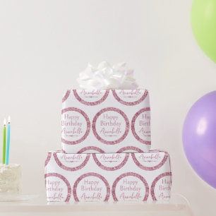 Happy Birthday Glamourous Pink Glitter and Diamond Wrapping Paper