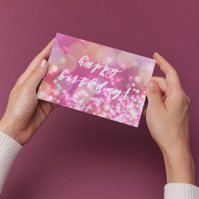 Happy Birthday! Glamourous Pink Sparkles Postcard (Creator Uploaded)