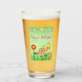 Happy Birthday Glass