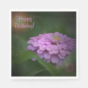 Happy Birthday Glowing Zinnia Napkin