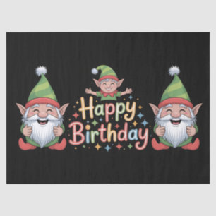 Happy Birthday Gnome and Elf Design Tissue Paper