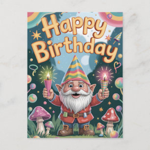 Happy Birthday Gnome Greeting Holiday Postcard