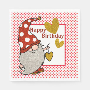 Happy Birthday Gnome Napkin