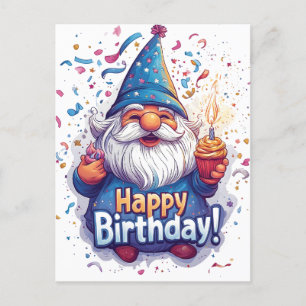 Happy Birthday Gnome: Whimsical Birthday Design Holiday Postcard