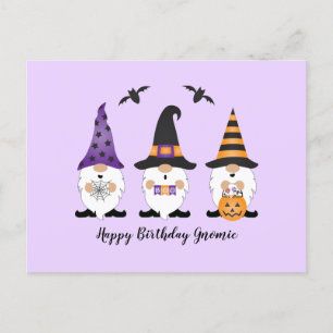 Happy Birthday Gnomie Halloween Purple Orange  Postcard